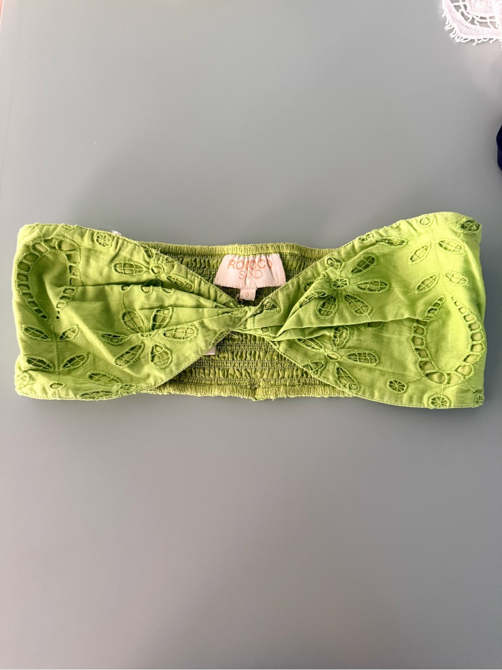 Rococo Sand Lime Eyelet Bandeau Top